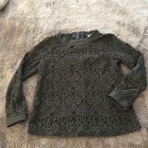 Olive green lace top